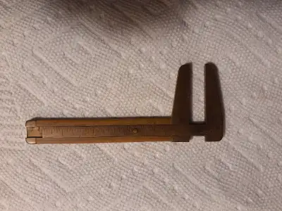 Antique Vintage Brass and wood measurement tool, View more