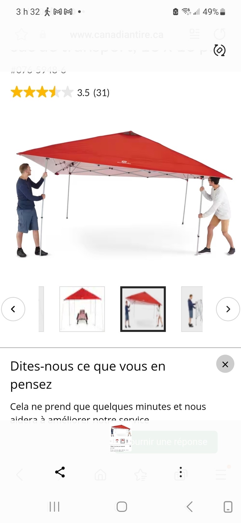 abri soleil portatif 10 x 10 avec une table pliante de 6 pieds