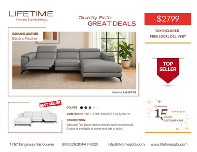 Genuine Top Grain leather electric recliner sectional., View more