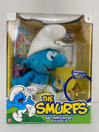 The Smurfs 12” Plush Toy + DVD & Gold Minifig