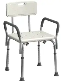White Medline Shower Chair Bath Seat with Padded Armrests