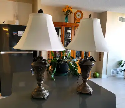Pair Vintage Style Metal Vase Table Lamps, View more