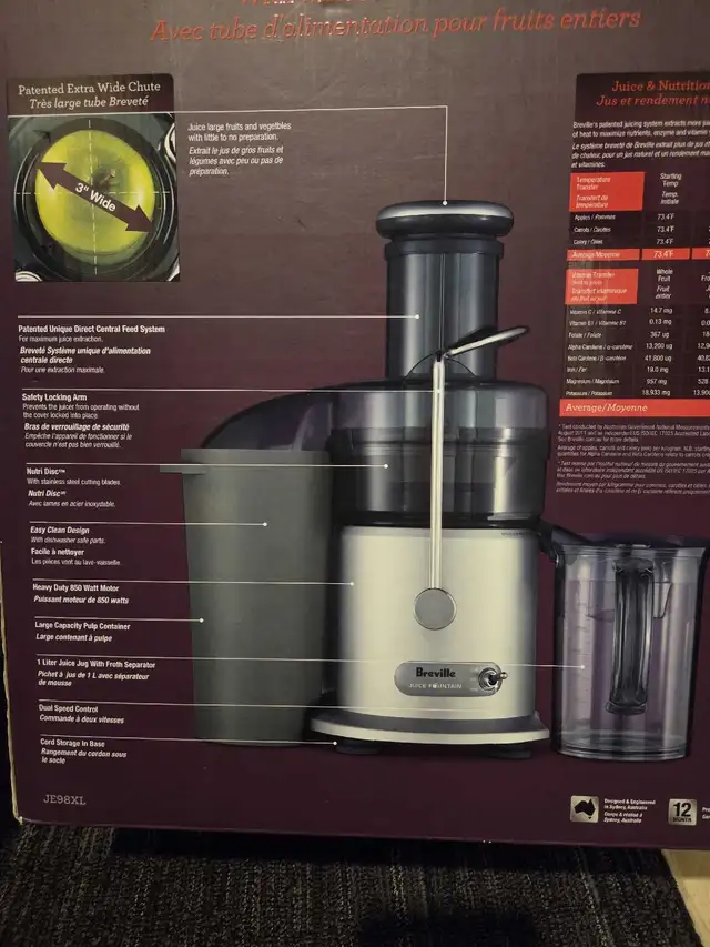 Breville Juicer in Processors, Blenders & Juicers in City of Toronto - Image 6