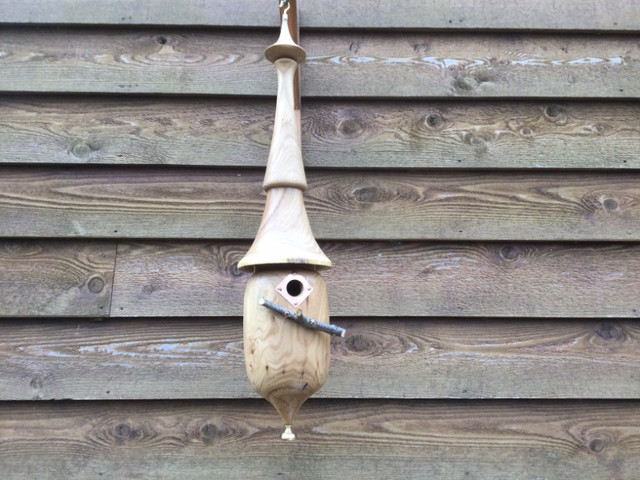 Hand-Crafted 2 piece Siberian Elm Hanging Wood Birdhouse #2 in Outdoor Décor in Hamilton - Image 2