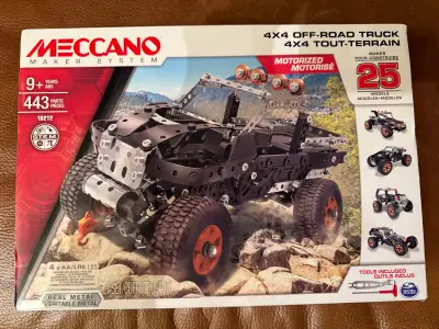 Meccano Maker System 4×4 Off-Road Truck building set — 443 pieces with motorized components. This se...