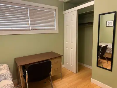 I have a furnished bedroom on the main floor in a three-bedroom bungalow for rent. It will be $600/m...
