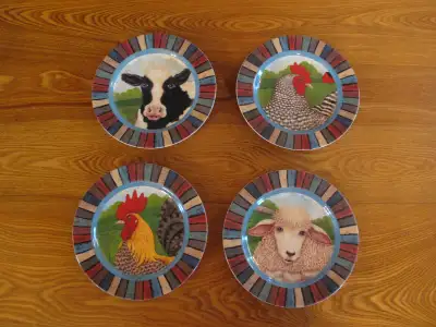 HALLMARK PLATES  - 9" - COLLECTABLE FARM ANIMALS (4 PLATES), View more