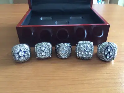 DALLAS COWBOYS 5 RING SUPER BOWL SET WITH DISPLAY CASE , View more