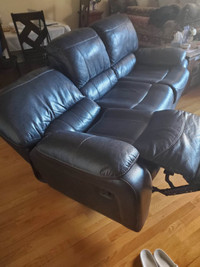 3 seat leather recliner couch