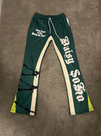 Y2K Fashion Vintage Graphic Green Flared Sweatpants