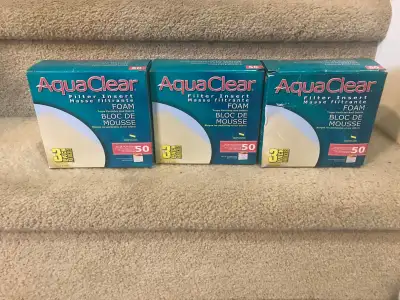 - Aqua Clear 50 Foam (3pk/box) - Only $20 for all 3 boxes - Fluval Bio Max - Only $20 - Gavel cleani...