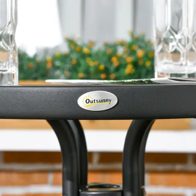 3 Pieces Outdoor Wicker Furniture Set with 2 Stackable Chairs, T in Patio & Garden Furniture in Markham / York Region - Image 10