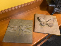 Two Vintage Heavy Cast Iron Metal 3D Butterfly Hanging Plaques