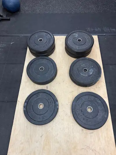 Hi-Temp Bumper plates 4x 45s,25s,15s,4x 10s, Voir plus