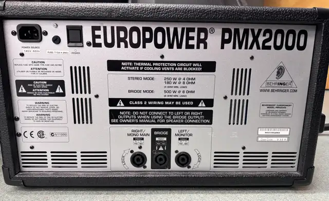 Behringer Europower PMX2000 in Pro Audio & Recording Equipment in Saskatoon - Image 3