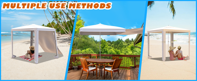 Beach Cabana with Side Wall. 8ft height. Size is 6x6 ft., View more