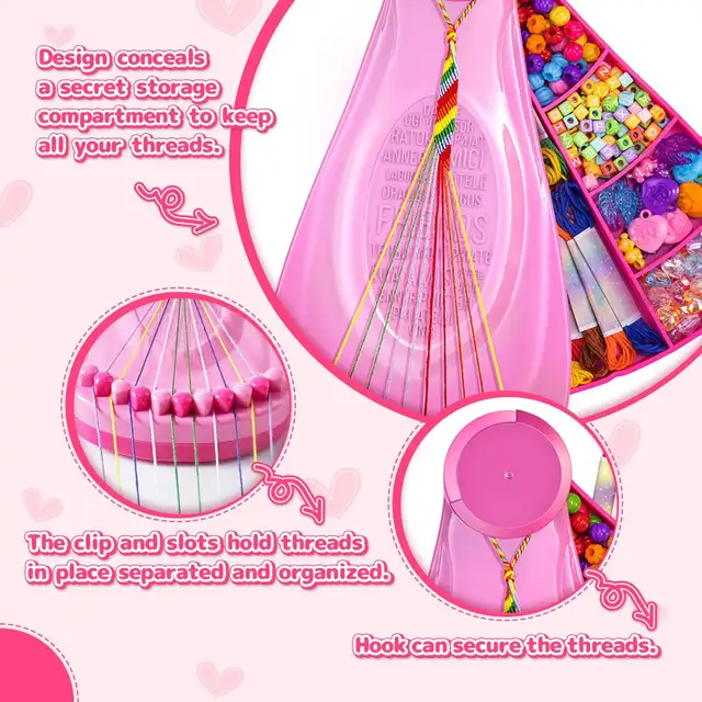 Friendship Bracelet Kit - 422+ Beads, Loom & Threads (Girls 6-12 in Hobbies & Crafts in City of Toronto - Image 6