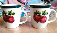 2 VINTAGE CHINESE CERAMIC MUGS, APPLE DESIGN