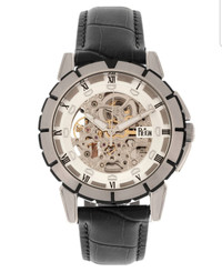 reign philippe automatic skeleton leather-band watch