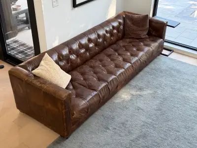 Restoration Hardware Savoy Leather Sofa, View more