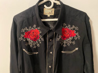 Black dress shirt with Skull/Rose detail