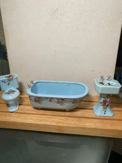 1/12 Dollhouse Porcelain Bathroom Suite Furniture Set, View more