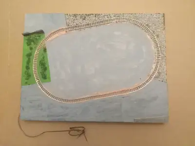 Constructed on lightweight wood and foam. Size 40cm x 30cm. Wire to track connection is included. Pl...