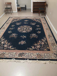 Large 8’ x 11.5’ Royal blue/beige Elegant Area Carpet