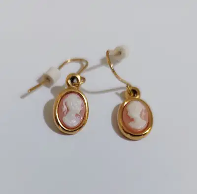 Vintage Cameo Drop Earrings, View more