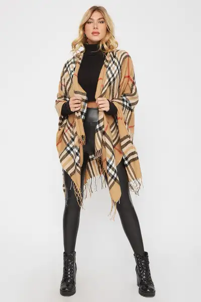 Pictures 1&2: Plaid Cape Scarf 100% Acrylic Light weighted Standard size (one size fits all) Colors:...