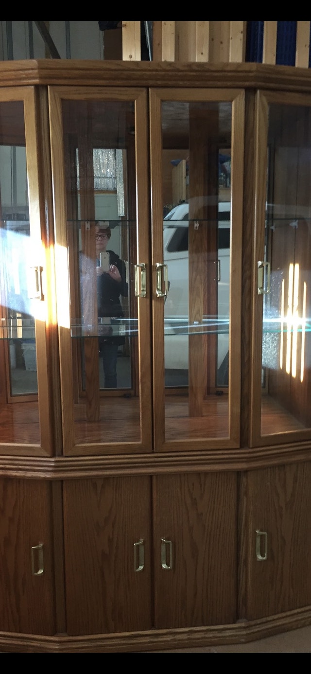 Vintage Solid oak table chairs hutch and china Hutches & Display St. Albert