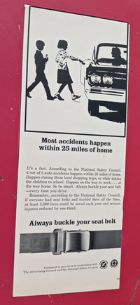 1964 SAFETY SEAT BELTS AD WITH OLDSMOBILE 88 98 VINTAGE 60S