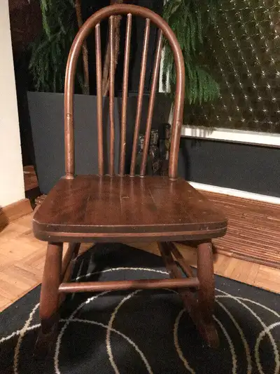 ANTIQUE WINDSOR SOLID OAK CHILD'S ROCKER, View more