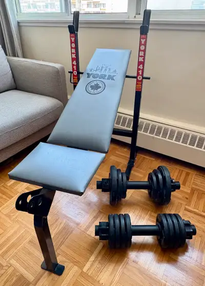 York 410 Weight Bench and Dumbbell Set, View more