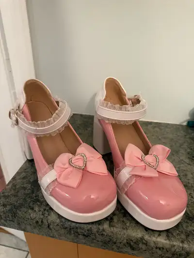 Lolita Mary Jane Shoes Women Pink and White, View more