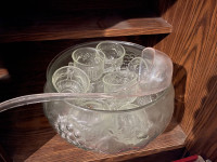 Christmas NewYears Crystal Punch/EggNog Party Serving Bowl/Cups