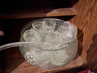 Crystal Punch/EggNog Party Serving Bowl/Cups, View more