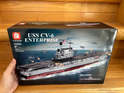 Lego Compatible Large USS CV-6 Enterprise aircraft carrier building block set. Pickup Fort Richmond,...