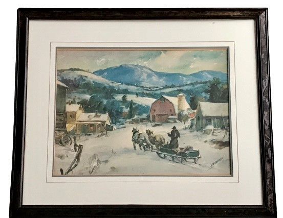 "Vermont Farm" James Milton Sessions, Large Watercolour in Arts & Collectibles in Ottawa - Image 3