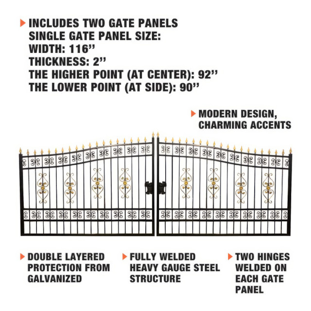 20ft Iron Driveway Gates Dual Swing golden accents in Decks & Fences in City of Halifax - Image 2