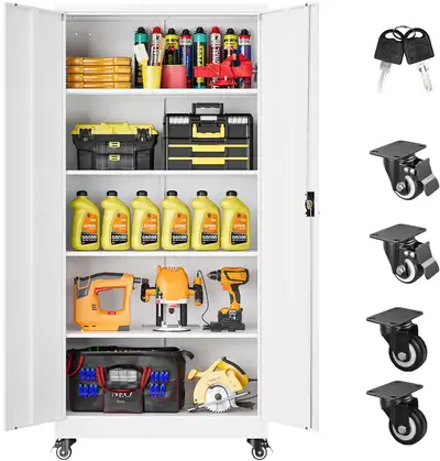 SISESOL 75" Tall Metal Storage Cabinet with Wheels, View more