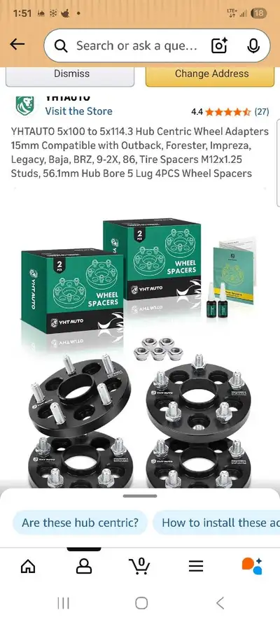 New in box Elevate your vehicle's stance with this set of four YHTAUTO wheel spacers, each 15mm thic...