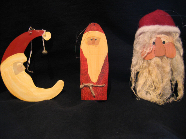 HAND CRAFTED TIN SANTA TREE ORNAMENTS-SET OF 3 in Arts & Collectibles in Hamilton