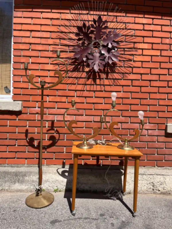 Awesome Rare set of 3 MCM lamps Mid century moderne 1960 in Indoor Lighting & Fans in West Island - Image 7