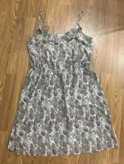 Reitmans womens small pineapple print dress, ruffle, knee-length, View more