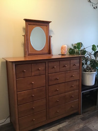 Wood dresser with mirror 