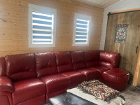 Red leather sectional 