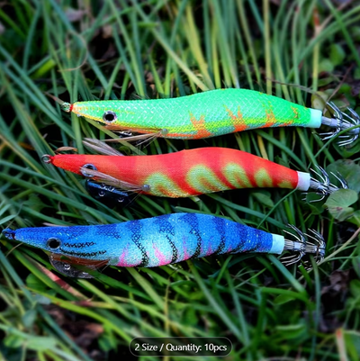 Brand-new 10pcs Squid Hook Set, Glow-in-the-Dark Wooden Shrimp Squid Hook Set Pick up in clareview a...