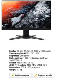 1080p Acer Freesync gaming screen