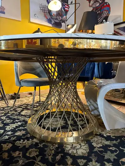 Round Marble Dining Table |Gold Base |Modern Luxury Dining Table, View more